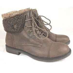Cliffs By White Mountain Duena Brown‎ Ankle Boots Size 8.5M Sweater Collar